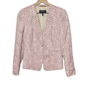 ESCADA Women's 36 US 6 Button Blazer Jacket Pink Animal Geo Print Quiet Luxury